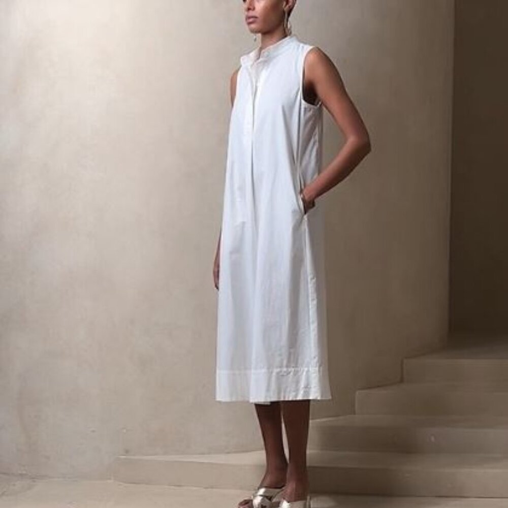 RAVINE MIDI SHIRTDRESS-Small-White